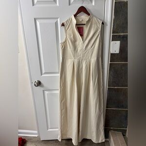 Sleeveless Cream Maxi Jumpsuit